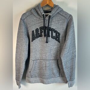 Vintage Y2K Abercrombie & Fitch Mens L Gray Muscle Hoodie Sweater Embroidered